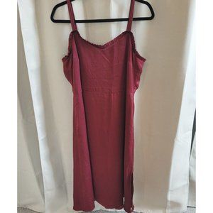 LOft Dress Size 10 Burgandy Silky Ruffle Neck Lined Formal Prom Wedding 15142‎